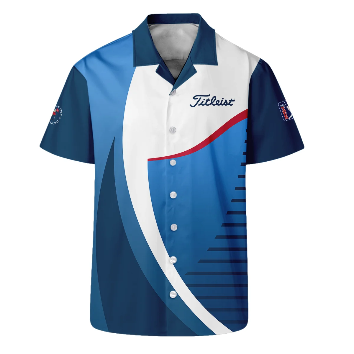 124th U.S. Open Pinehurst Golf Sport Titleist Hawaiian Shirt Blue Gradient Red Straight Oversized Hawaiian Shirt
