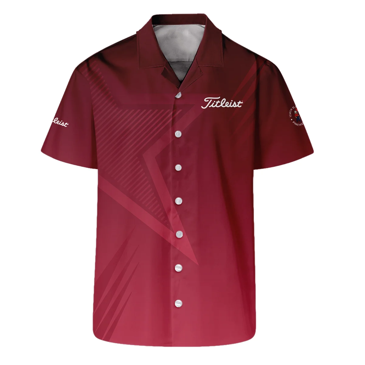 Titleist 124th U.S. Open Pinehurst Golf Sport Hawaiian Shirt Star Gradient Red Straight Pattern Oversized Hawaiian Shirt