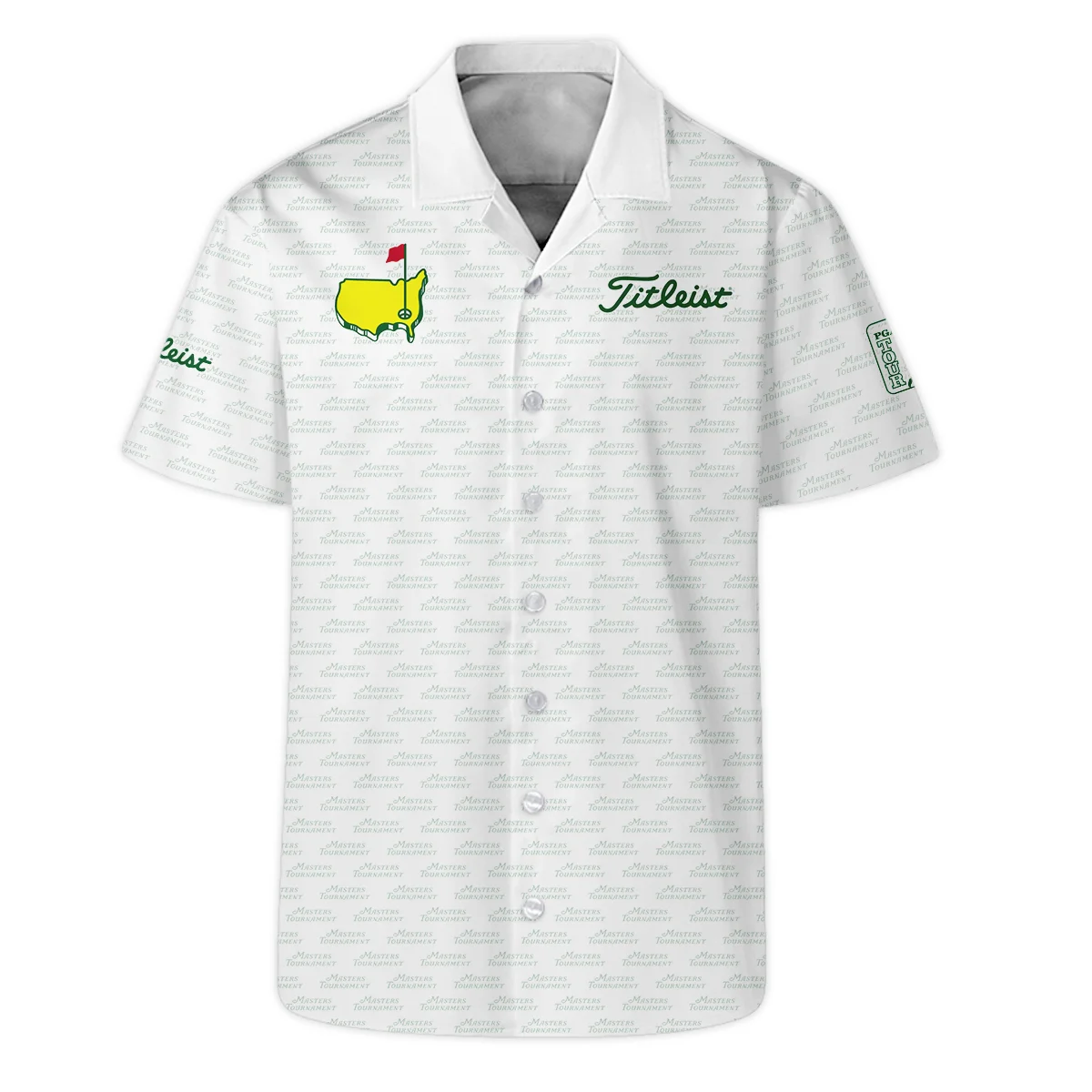 Masters Tournament Golf Titleist Long Polo Shirt Logo Text Pattern White Green Golf Sports All Over Print Long Polo Shirt For Men