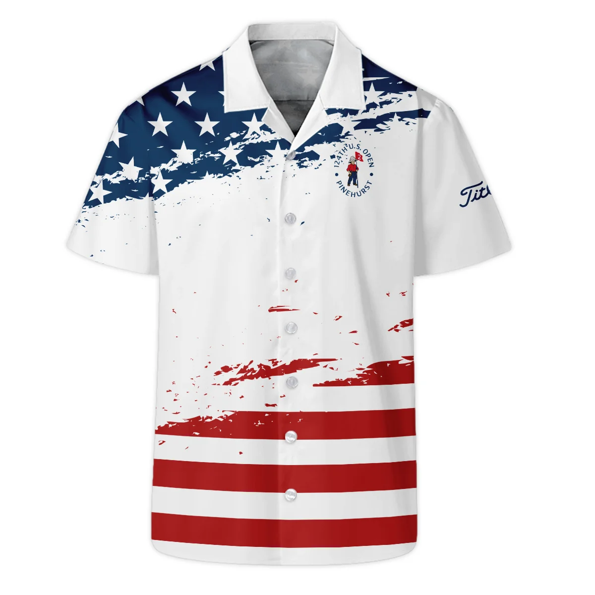124th U.S. Open Pinehurst Special Version Titleist Zipper Polo Shirt Blue Red White Color Zipper Polo Shirt For Men