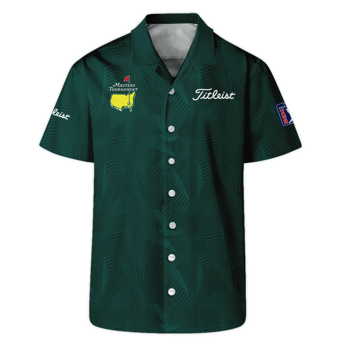 Abstract Pattern Lines Forest Green Masters Tournament Titleist Long Polo Shirt Style Classic Long Polo Shirt For Men