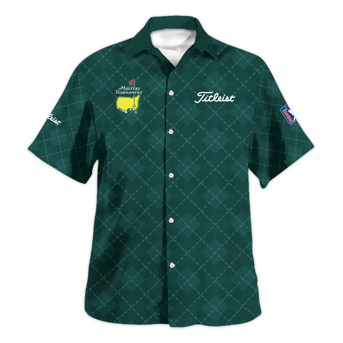 Golf Geometric Pattern Green Masters Tournament Titleist Zipper Polo Shirt Style Classic Zipper Polo Shirt For Men