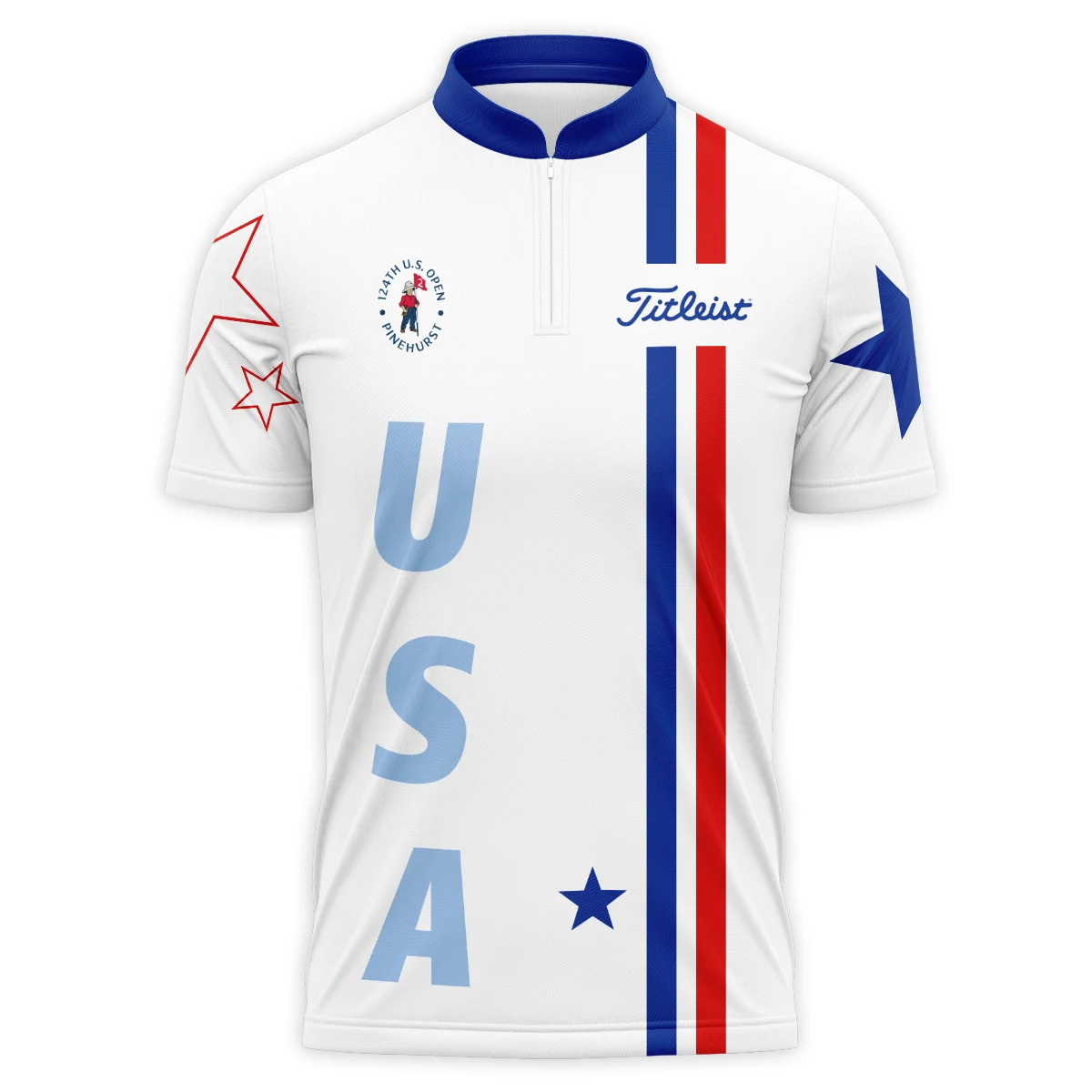 124th U.S. Open Pinehurst Titleist Blue Red Line White Polo Shirt Style Classic Polo Shirt For Men