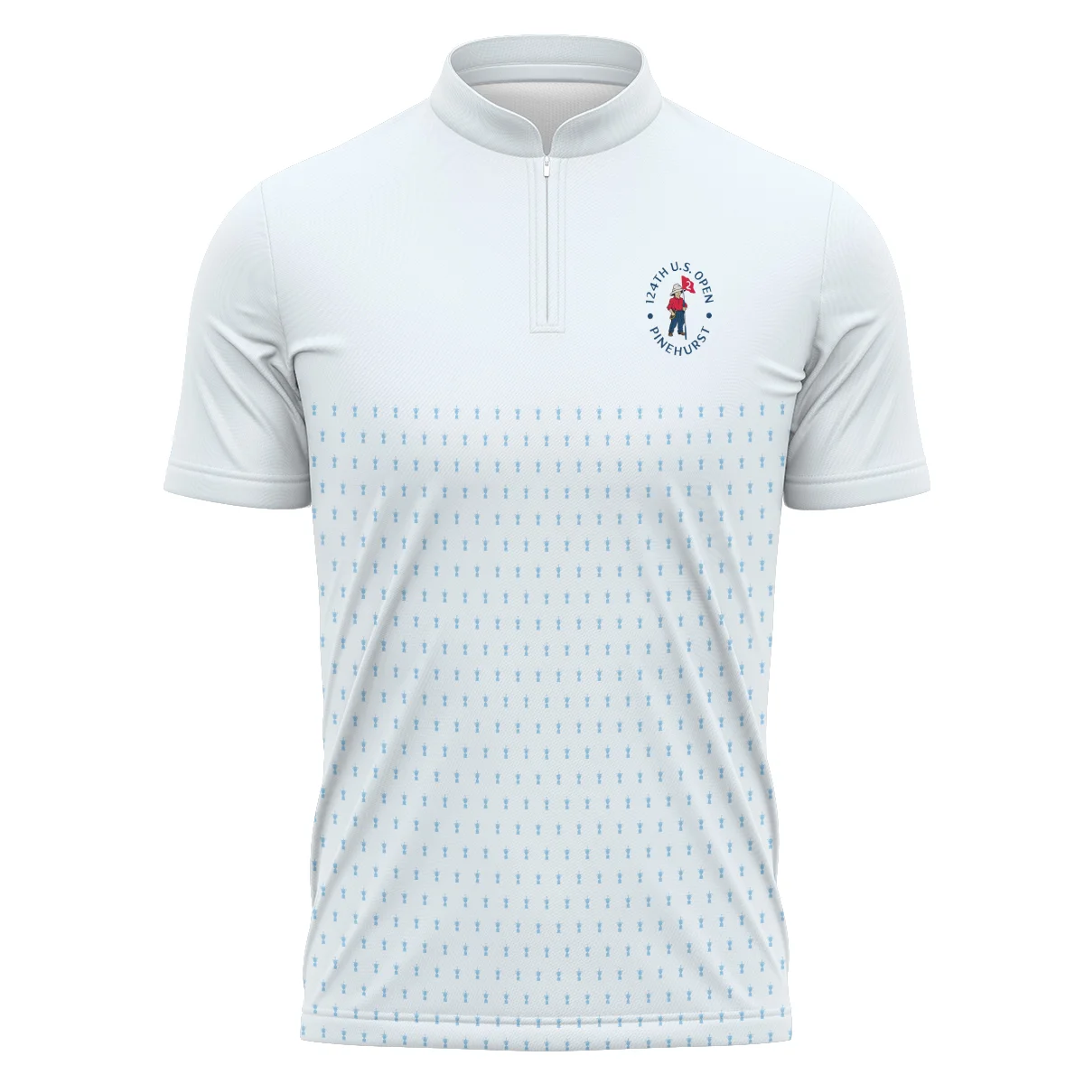 U.S Open Trophy Pattern Light Blue 124th U.S. Open Pinehurst Titleist Polo Shirt Style Classic Polo Shirt For Men