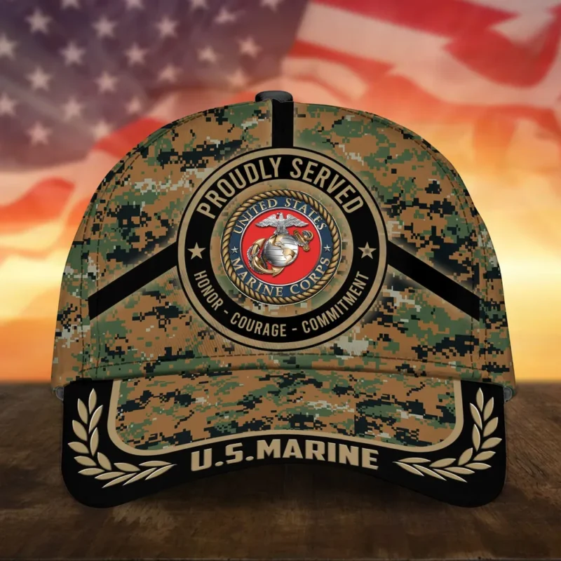 Caps U.S.M.C Honor All Over Prints Collection Saluting Our Veterans