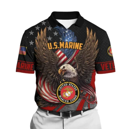 The United States Marine Corps Short Polo Shirts American Veterans Honoring All Who Served All Over Prints Shirt