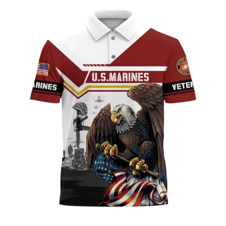 The United States Marine Corps Short Polo Shirts American Veterans Honoring All Who Served All Over Prints Shirt