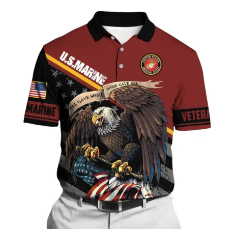 The United States Marine Corps Short Polo Shirts American Veterans Honoring All Who Served All Over Prints Shirt