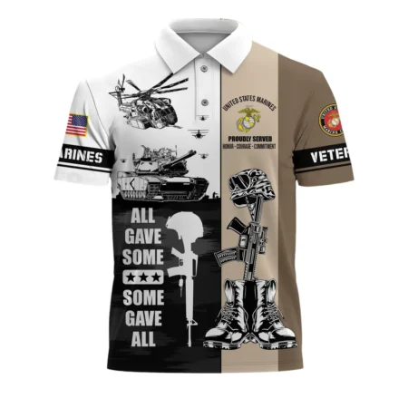 The United States Marine Corps Short Polo Shirts U.S. Veterans Honoring All Who Served All Over Prints Shirt