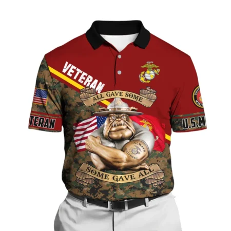 The United States Marine Corps Short Polo Shirts U.S. Veterans Honoring All Who Served All Over Prints Shirt