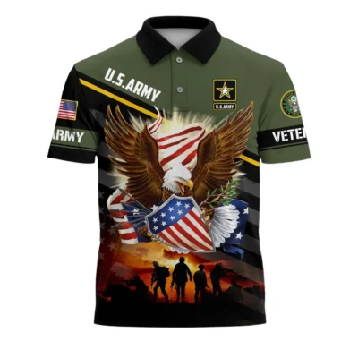 U.S. Army Short Polo Shirts All Over Prints Remember Honor Respect Veteran Day