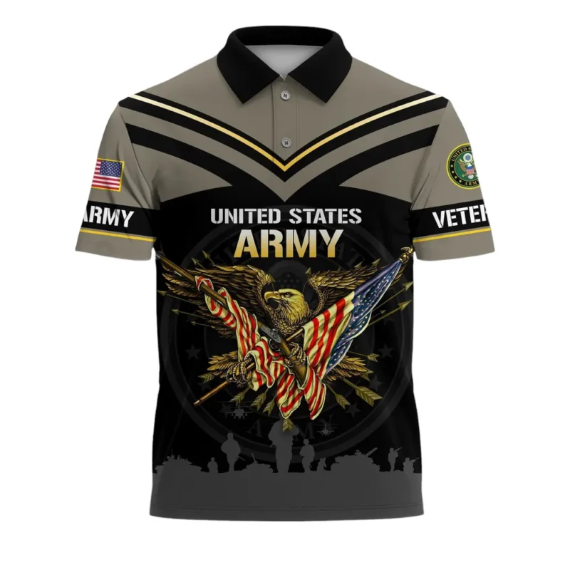 U.S. Army Short Polo Shirts All Over Prints Remember Honor Respect Veteran Day