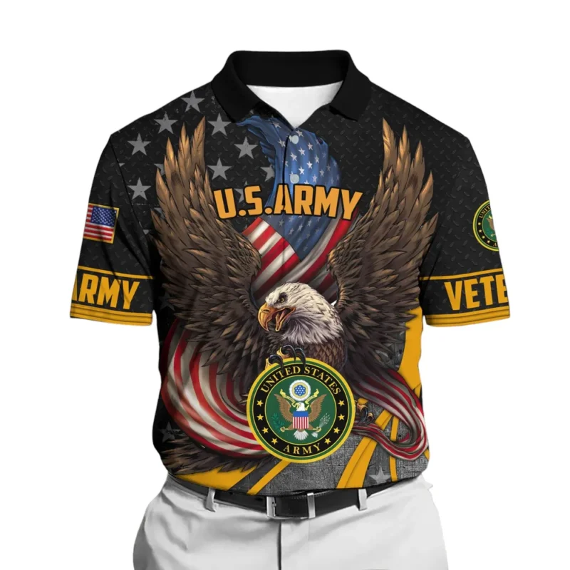 U.S. Army Short Polo Shirts All Over Prints Remember Honor Respect Veteran Day