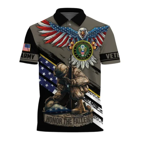 U.S. Army Short Polo Shirts All Over Prints Remember Honor Respect Veteran Day