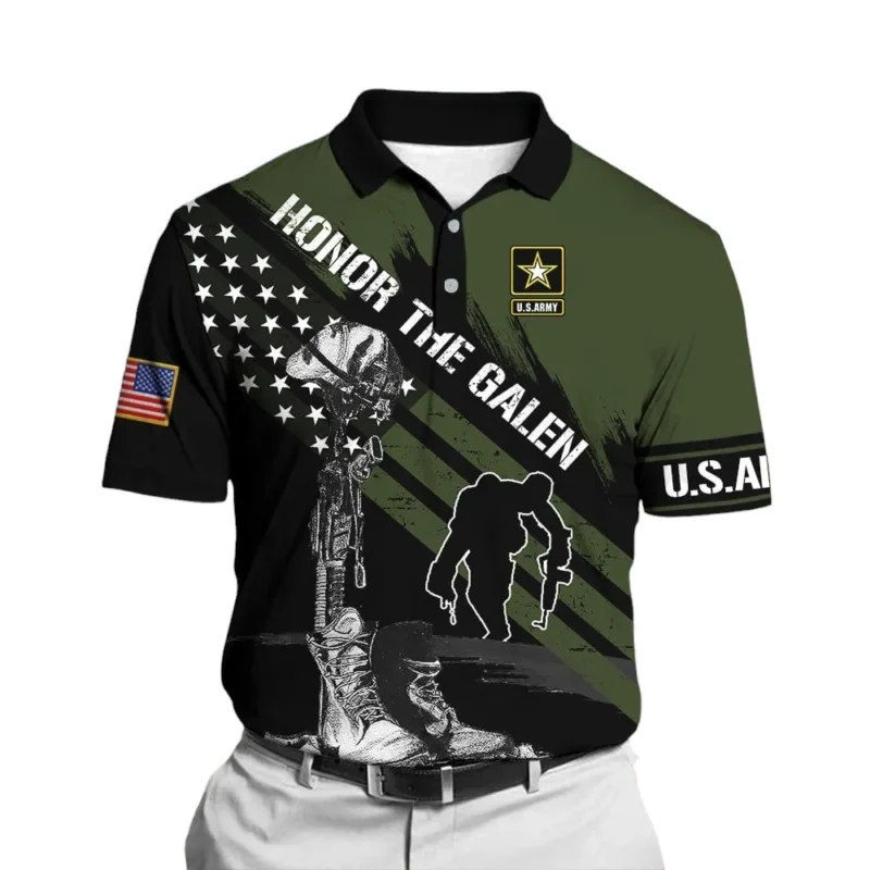 U.S. Army Short Polo Shirts All Over Prints Remember Honor Respect Veteran Day