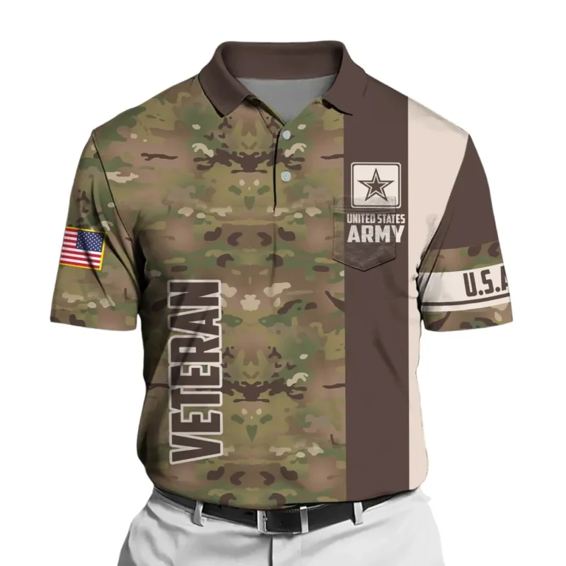 U.S. Army Short Polo Shirts All Over Prints U.S. Veterans Veteran Day