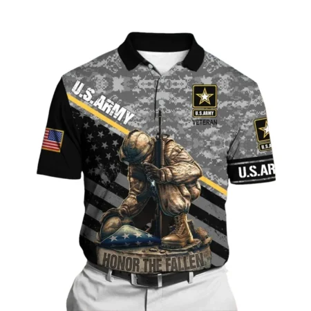 U.S. Army Short Polo Shirts Honoring All Who Served Remember Honor Respect Veteran Day