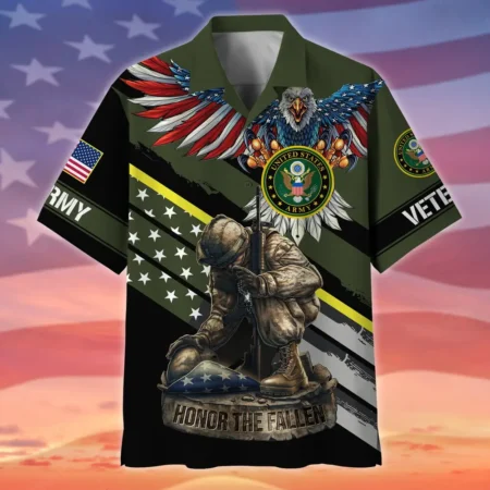 U.S. Army Veteran All Over Prints Oversized Hawaiian Shirt Veteran Pride Respectful Attire For Army Service Members