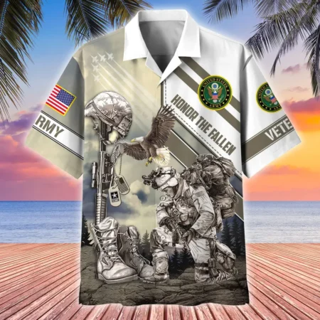 U.S. Army Veteran All Over Prints Oversized Hawaiian Shirt Army Retirees Army Veteran Apparel