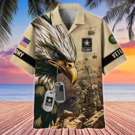 U.S. Army Veteran All Over Prints Oversized Hawaiian Shirt Army Retirees Patriotic Clothing For Veteran Events