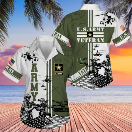 U.S. Army Veteran All Over Prints Oversized Hawaiian Shirt Veteran Pride Military Inspired Clothing For Veterans