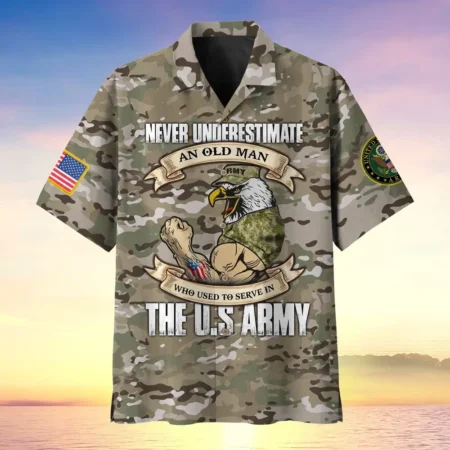 U.S. Army Veteran All Over Prints Oversized Hawaiian Shirt Army Retirees Respectful Attire For Army Service Members