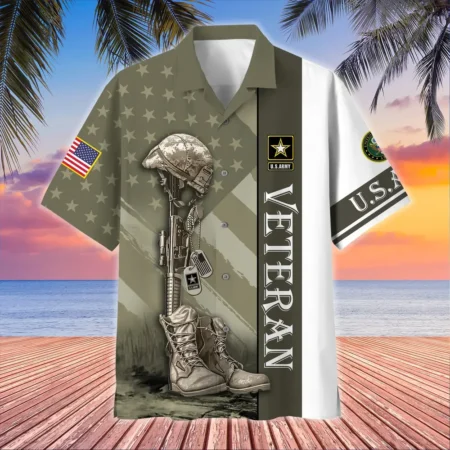 U.S. Army Veteran All Over Prints Oversized Hawaiian Shirt Army Veteran Uniform Appreciation Gifts For Military Veterans