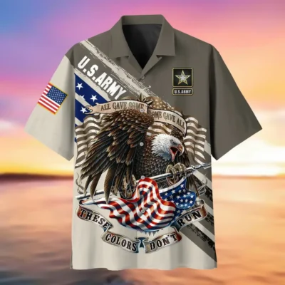 U.S. Army Veteran All Over Prints Oversized Hawaiian Shirt Army Veteran Uniform Army Veteran Apparel