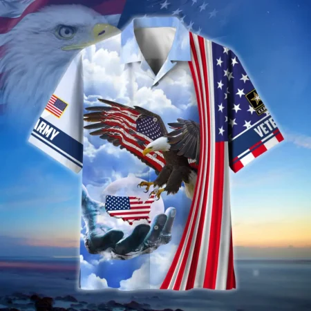 U.S. Army Veteran All Over Prints Oversized Hawaiian Shirt Army Veteran Uniform Military Inspired Clothing For Veterans