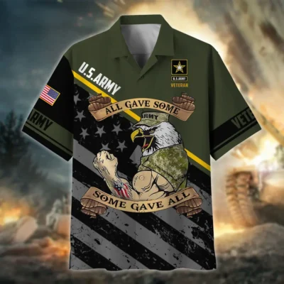 U.S. Army Veteran All Over Prints Oversized Hawaiian Shirt Army Veteran Uniform Military Inspired Clothing For Veterans