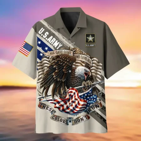 U.S. Army Veteran All Over Prints Oversized Hawaiian Shirt Army Veteran Uniform Patriotic Clothing For Veteran Events