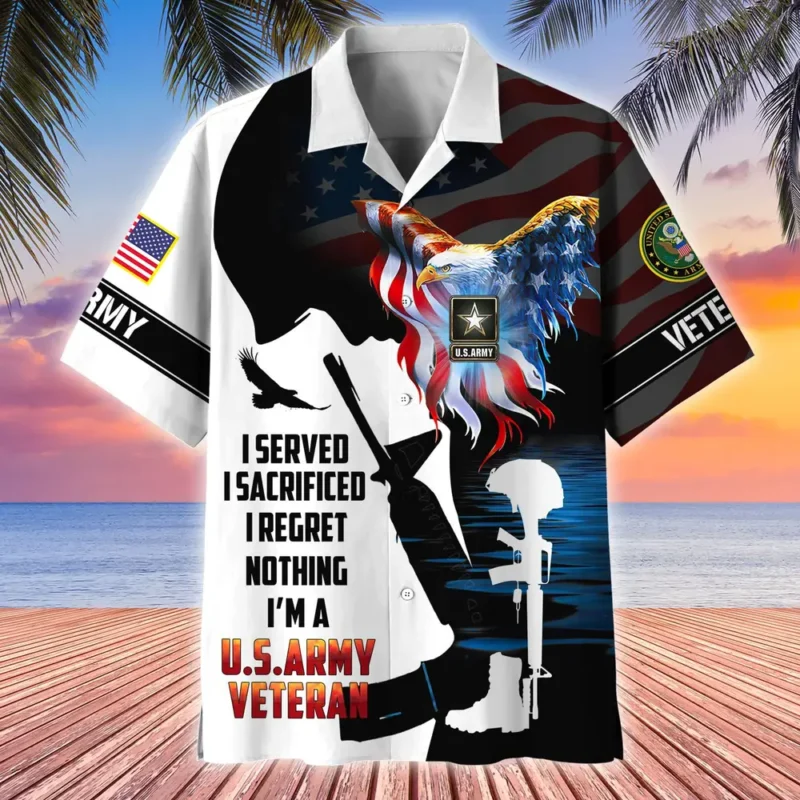 U.S. Army Veteran All Over Prints Oversized Hawaiian Shirt Military Inspired Army Veteran Apparel