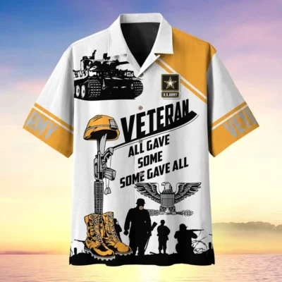 U.S. Army Veteran All Over Prints Oversized Hawaiian Shirt Military Inspired Army Veteran Apparel