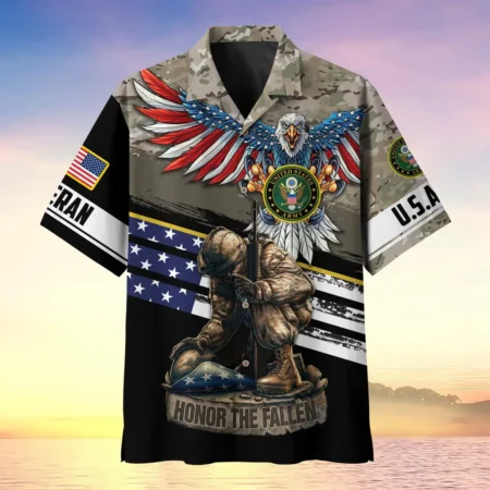 U.S. Army Veteran All Over Prints Oversized Hawaiian Shirt Military Inspired Army Veteran Apparel