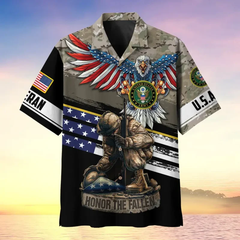 U.S. Army Veteran All Over Prints Oversized Hawaiian Shirt Military Inspired Army Veteran Apparel