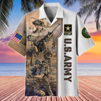 U.S. Army Veteran All Over Prints Oversized Hawaiian Shirt Military Inspired Patriotic Clothing For Veteran Events