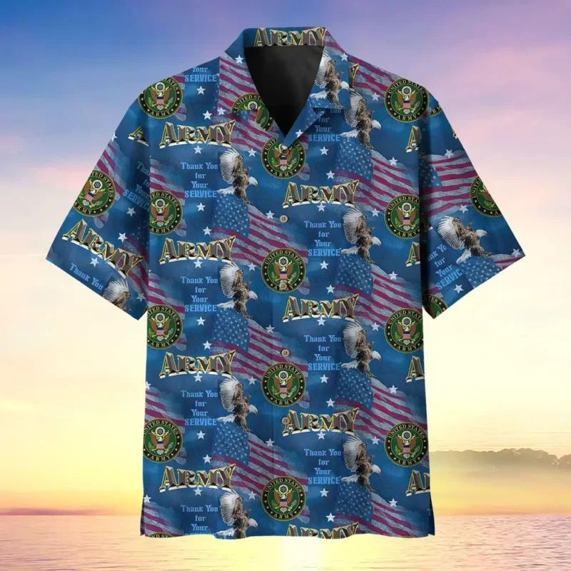 U.S. Army Veteran All Over Prints Oversized Hawaiian Shirt Military Inspired Patriotic Clothing For Veteran Events