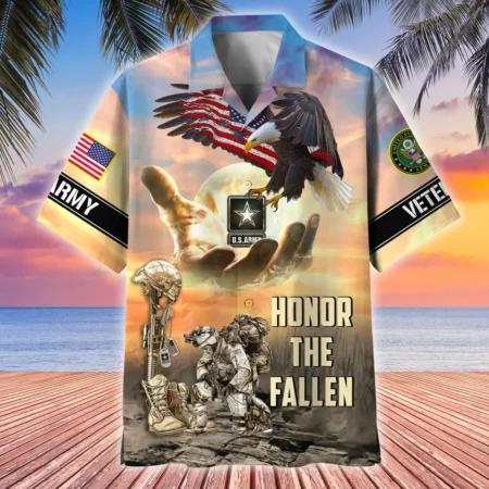 U.S. Army Veteran All Over Prints Oversized Hawaiian Shirt Military Inspired Patriotic Clothing For Veteran Events