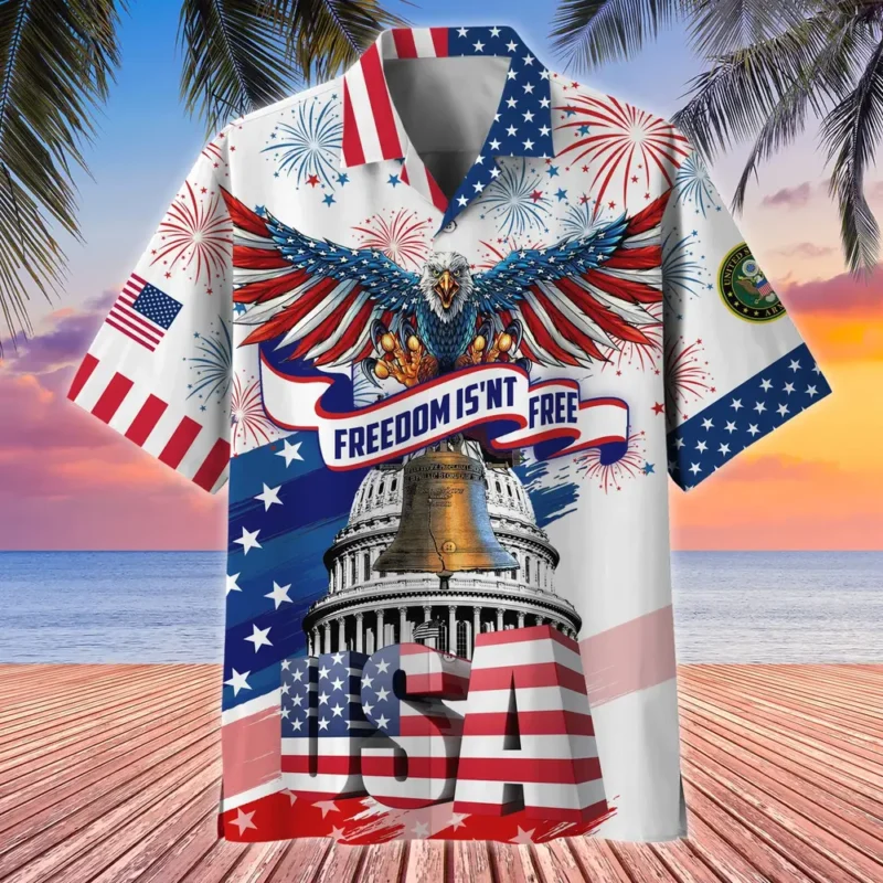 U.S. Army Veteran All Over Prints Oversized Hawaiian Shirt Military Inspired Patriotic Clothing For Veteran Events