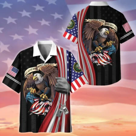 U.S. Army Veteran All Over Prints Oversized Hawaiian Shirt Patriotic Retired Soldiers Military Inspired Clothing For Veterans