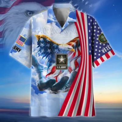 U.S. Army Veteran All Over Prints Oversized Hawaiian Shirt Veteran Pride Military Inspired Clothing For Veterans