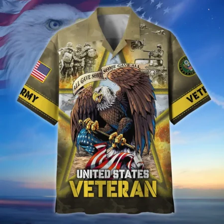 U.S. Army Veteran All Over Prints Oversized Hawaiian Shirt Veteran Pride Military Inspired Clothing For Veterans