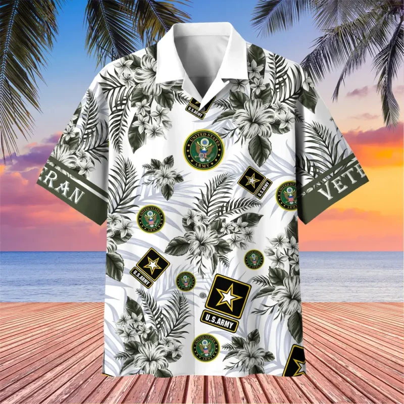 U.S. Army Veteran All Over Prints Oversized Hawaiian Shirt Veteran Pride Military Inspired Clothing For Veterans