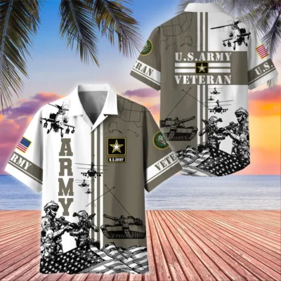 U.S. Army Veteran All Over Prints Oversized Hawaiian Shirt Veteran Pride Military Inspired Clothing For Veterans