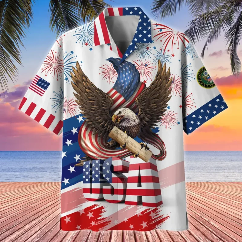 U.S. Army Veteran All Over Prints Oversized Hawaiian Shirt Veteran Pride Patriotic Attire For Military Retirees