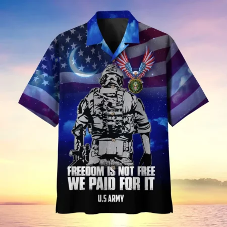 U.S. Army Veteran All Over Prints Oversized Hawaiian Shirt Veteran Pride Patriotic Attire For Military Retirees