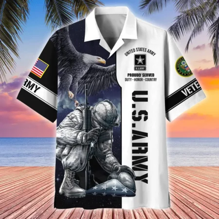 U.S. Army Veteran All Over Prints Oversized Hawaiian Shirt Veteran Pride Patriotic Clothing For Veteran Events