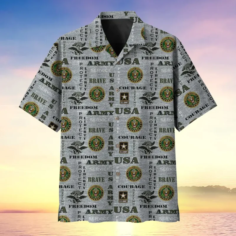 U.S. Army Veteran All Over Prints Oversized Hawaiian Shirt Veteran Pride Respectful Attire For Army Service Members