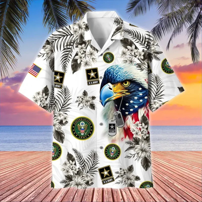 U.S. Army Veteran All Over Prints Oversized Hawaiian Shirt Veteran Pride Respectful Attire For Army Service Members