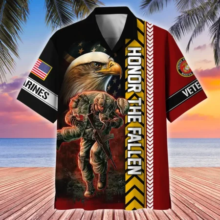 U.S. Marine Corps Veteran  Military Inspired Patriotic Clothing For Veteran Events All Over Prints Oversized Hawaiian Shirt